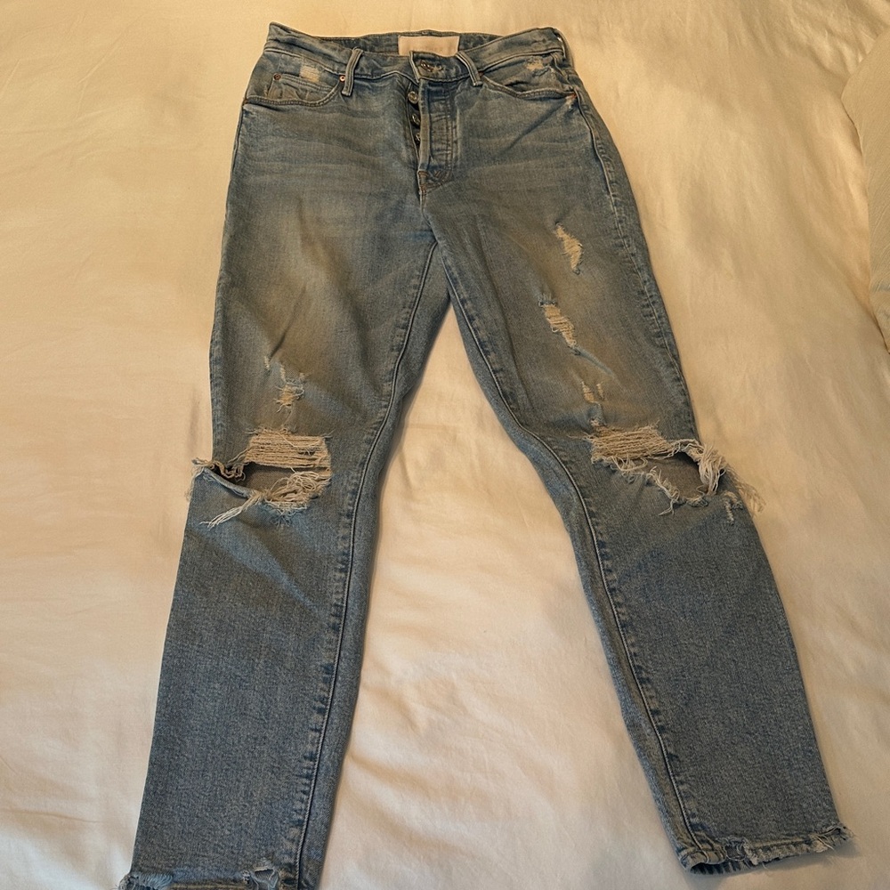 Mother Distressed Light Blue Jeans